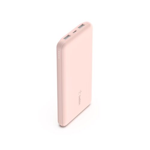 BELKIN Batterie externe 3 ports 10K avec câble USB-A vers USB-C rose
