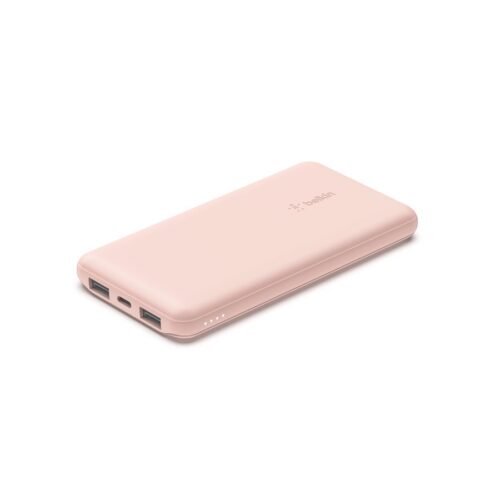 BELKIN Batterie externe 3 ports 10K avec câble USB-A vers USB-C rose