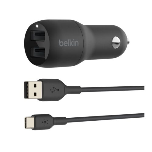 BELKIN BOOST CHARGE 24w USB-A Dual Car Charger w/ 1M PVC A-C Black