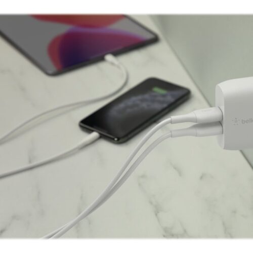 BELKIN BOOST CHARGE 24w USB-A Dual  Wall Charger w/ 1m A-LTG White