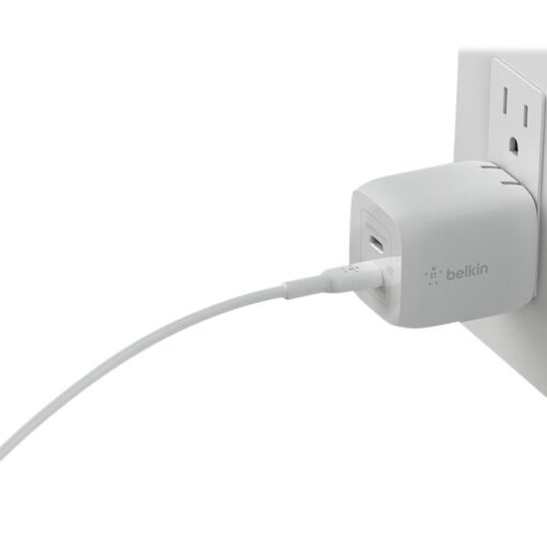 BELKIN BOOST CHARGE 45w USB-C GaN PD PPS Dual Wall Charger White