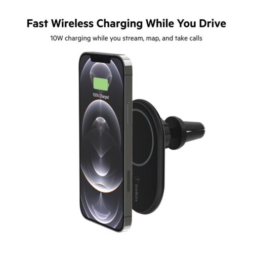BELKIN BOOST CHARGE Magnetic wireless Car Vent Mount + Car Charger No CLA Black