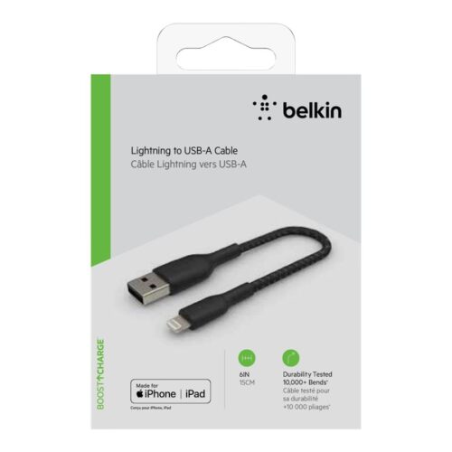 BELKIN BOOST CHARGE USB-A to Lightning Cable Braided 0.15M Black