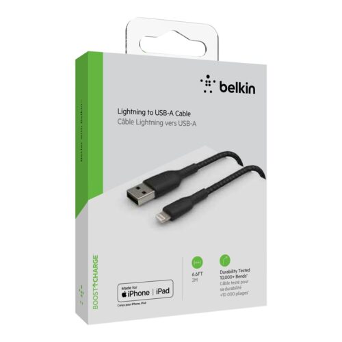 BELKIN BOOST CHARGE USB-A to Lightning Cable Braided 2M Black