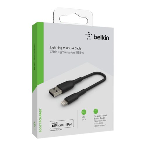 BELKIN BOOST CHARGE USB-A to Lightning Cable PVC 0.15M Black