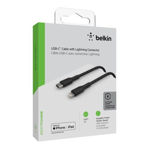 BELKIN BOOST CHARGE USB-C to Lightning Cable Braided 2M Black
