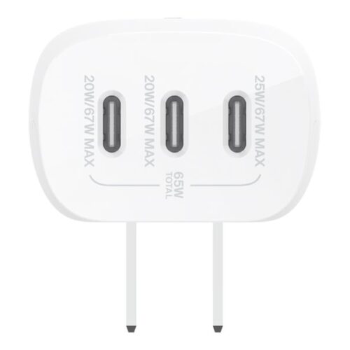 BELKIN BOOSTCHARGE 3-Port USB-C Wall Charger with PPS 67w with 100w 5A USB-C Cable