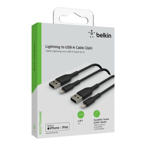 BELKIN Câble USB-A vers Lightning 1m Pack de 2