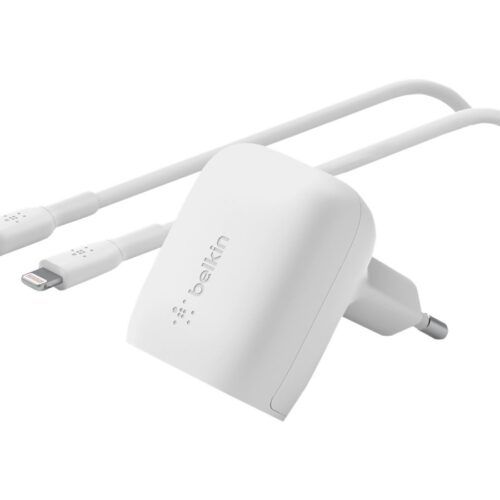 BELKIN Chargeur secteur USB-C PD 20W + cable 1m PVC C-LTG blanc