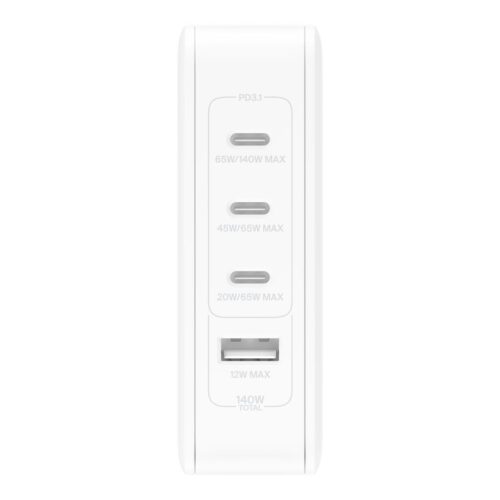 BELKIN PD 140W GAN Wall Charger White With UK+EU+US Plug
