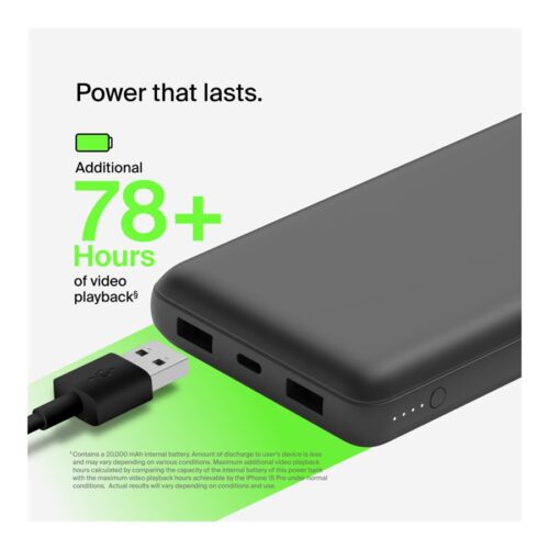 BELKIN Powerbank 20000mAh 15 W USB-C et USB-A