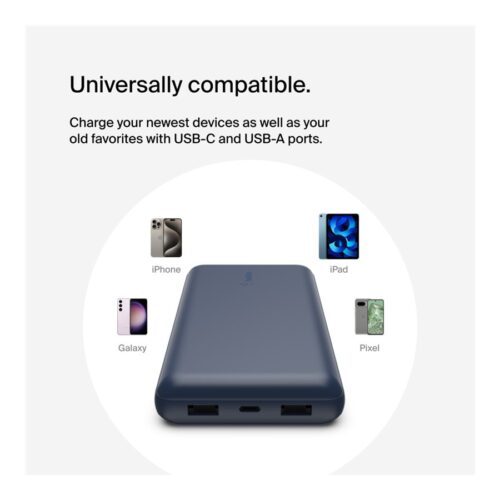 BELKIN Powerbank 20K 15W USB-C + 2 USB-A Bleu
