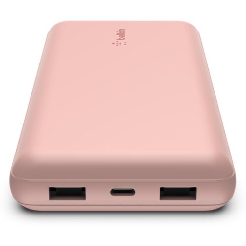 BELKIN Powerbank 20K 15W USB-C cable inclus + 2 USB-A Rose