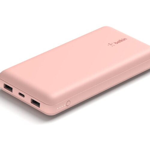 BELKIN Powerbank 20K 15W USB-C cable inclus + 2 USB-A Rose
