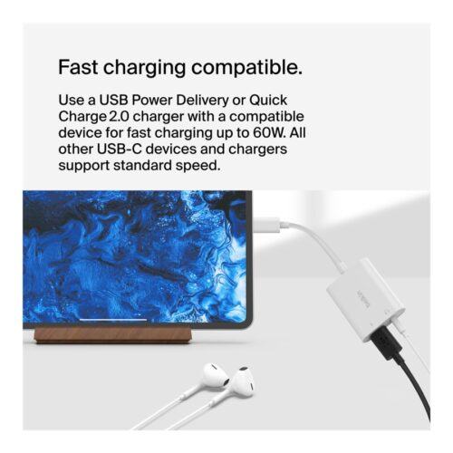 BELKIN Rockstar 3.5mm Audio + USB-C Charge Adapter