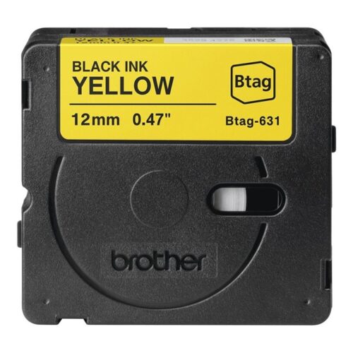 BROTHER 12MM BTAG631 Ribbon Black on Yellow