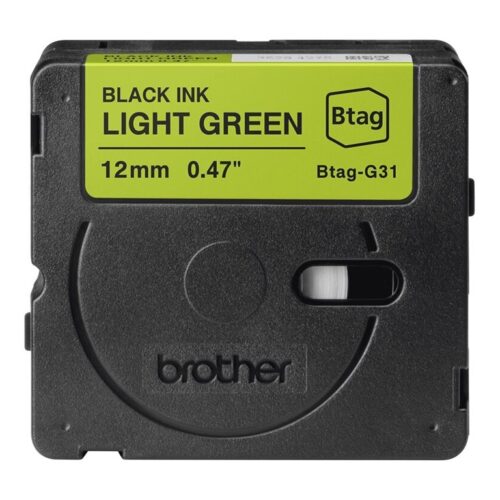 BROTHER 12MM BTAGG31 Tape Black on Light Green