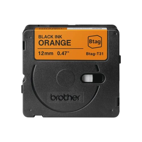 BROTHER 12MM BTAGT31 Ribbon Black on Orange