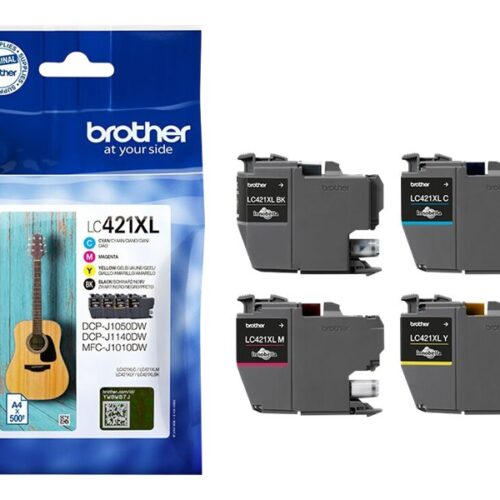 BROTHER 4-pack of Black Cyan Magenta and Yellow 500-page high capacity ink cartridges for DCP-J1050DW MFC-J1010DW and DCP-J11