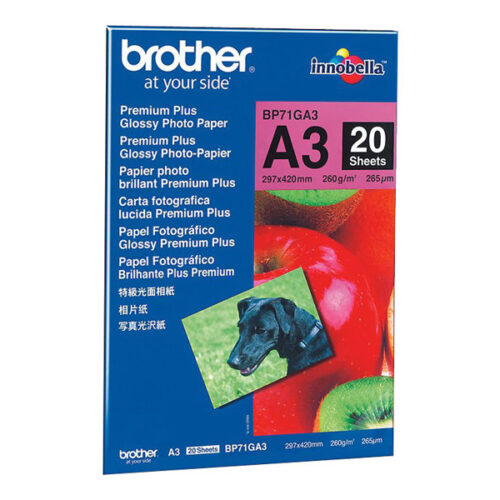 BROTHER BP-71GA3 brillant photo inkjet 260g/m2 A3 20 feuilles pack de 1