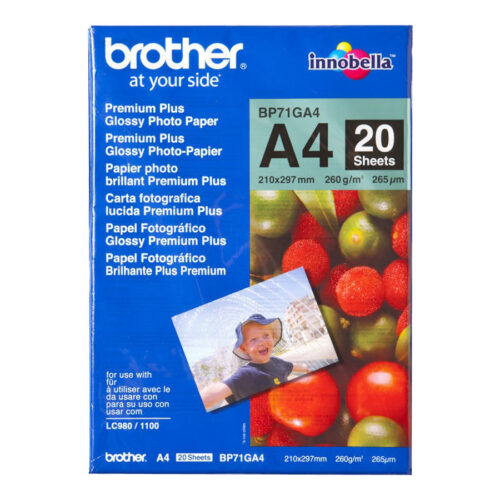 BROTHER brillant photo  papier blanc 260g/m2 A4 20 feuilles pack de 1