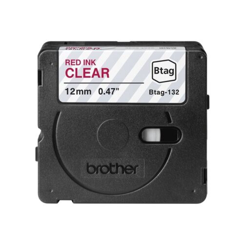 BROTHER BTAG132 Ribbon 12MM Red on Transparent
