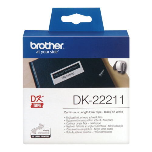 BROTHER DK-22211 Ruban continu film Noir/Blanc – largeur 29 mm