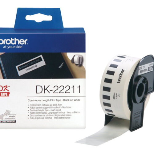 BROTHER DK-22211 Ruban continu film Noir/Blanc – largeur 29 mm