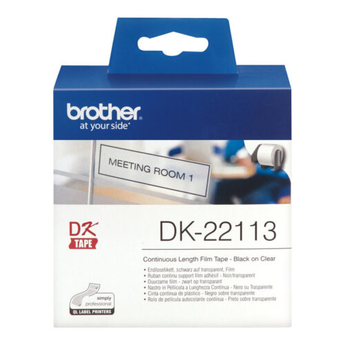 BROTHER DK22113 Ruban continu film Noir -Transparent – largeur 62 mm