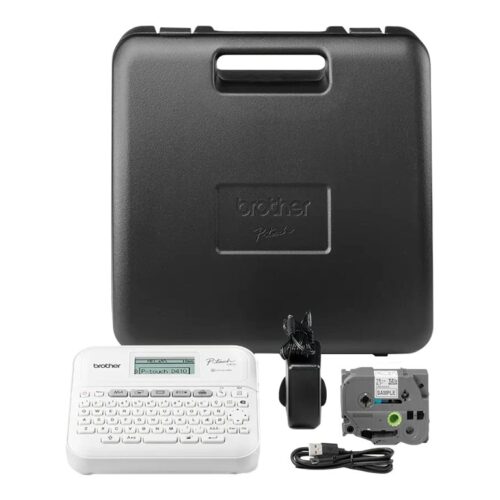 BROTHER Etiqueteuse bureautique professionnelle 18mm avec mallette de transport adaptateur secteur un ruban TZe 4m câble micro USB