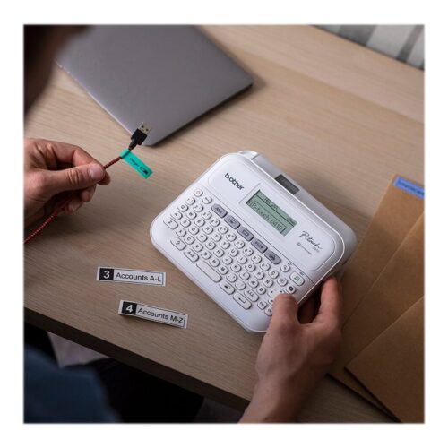 BROTHER Etiqueteuse bureautique professionnelle 18mm avec mallette de transport adaptateur secteur un ruban TZe 4m câble micro USB