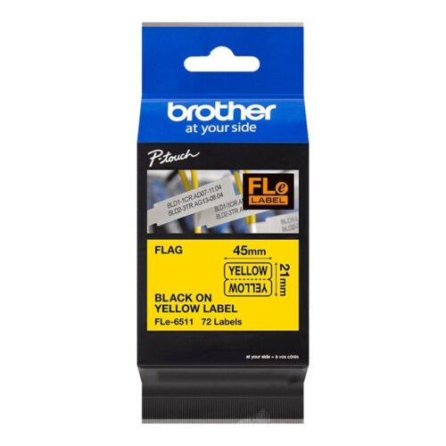 BROTHER FLe-6511 Black on White Flag Tape for Brother P-touch D800W P900W P950NW