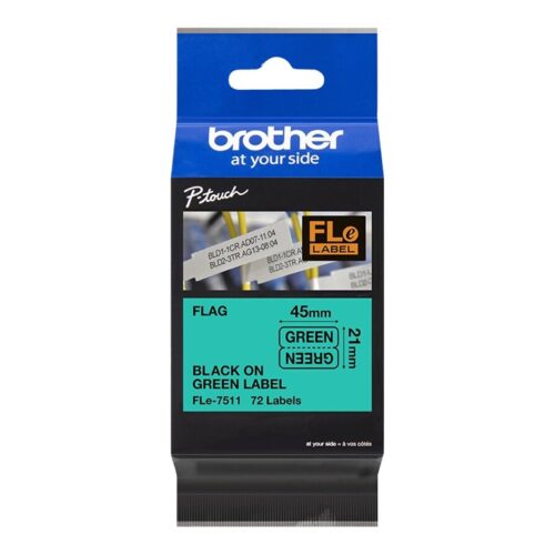 BROTHER FLe-7511 21MMX45MM Black on White Flag Tape for Brother P-touch D800W P900W P950NW