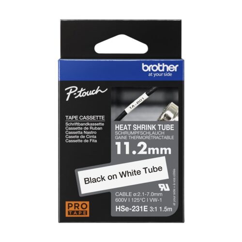 BROTHER Heat Shrink Tube Black on White 11.2mm