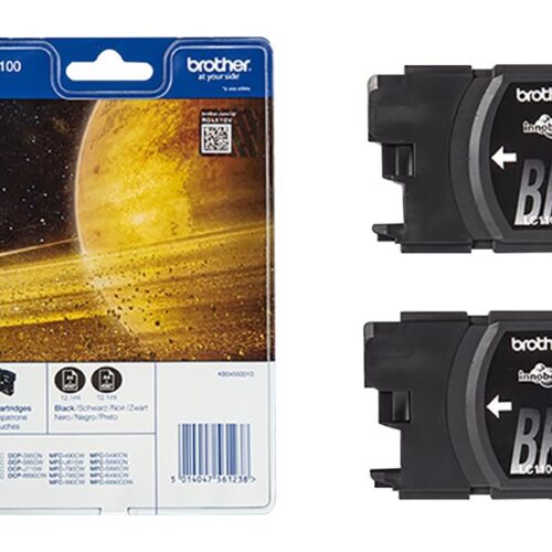 BROTHER LC-1100 cartouche d encre noir capacité standard 2 x 9.5ml 2 x 450 pages 2-pack blister sans alarme