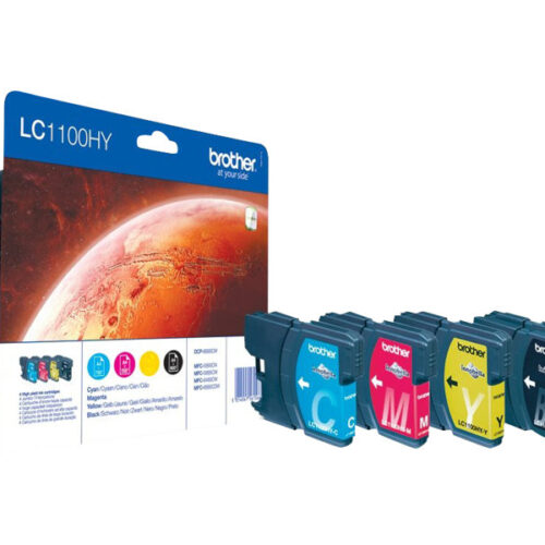BROTHER LC-1100 cartouche d encre noir et tricolore haute capacité Nr: 19ml, Cl: 16ml Nr: 900, Cl: 750 pages pack de 4 blister