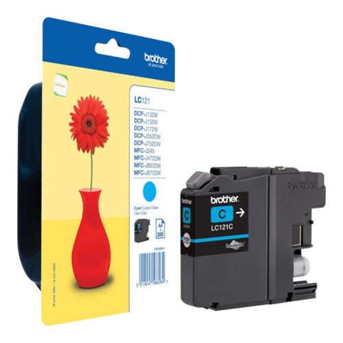 BROTHER LC-121 cartouche d encre cyan capacité standard 300 pages 1-pack blister sans alarme