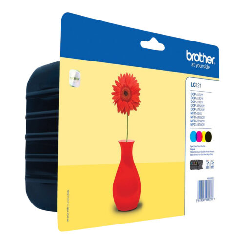 BROTHER LC-121 cartouche d encre noir et tricolore 1-pack blister sans alarme