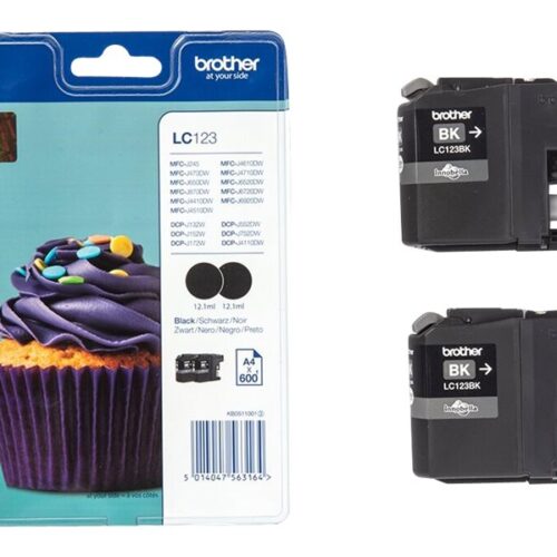 BROTHER LC-123 cartouche d encre noir haute capacité 600 pages 1-pack blister sans alarme