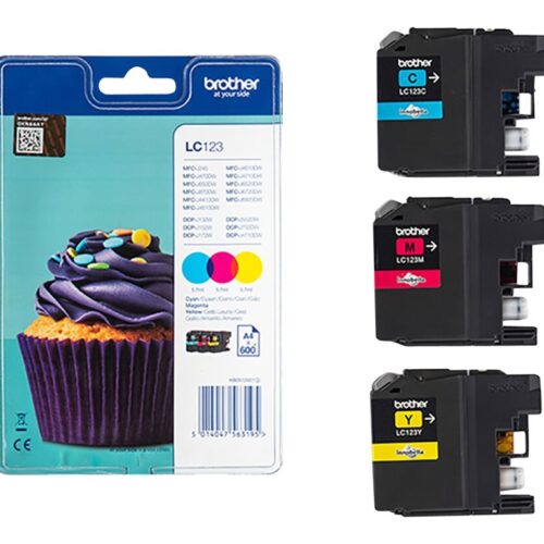 BROTHER LC-123 cartouche dencre cyan, magenta et jaune capacité standard 1-pack blister sans alarme
