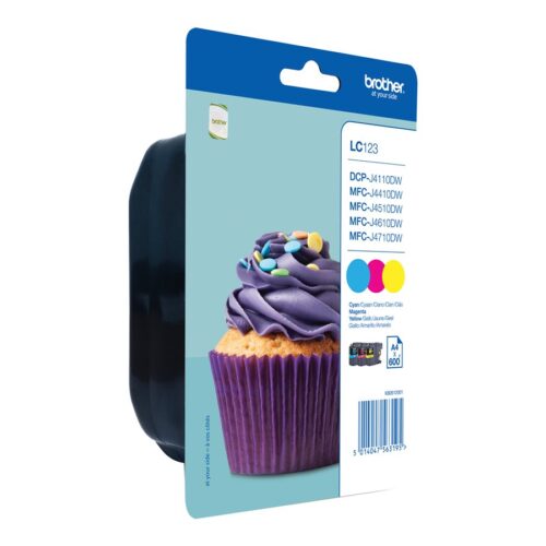 BROTHER LC-123 cartouche dencre cyan, magenta et jaune capacité standard 1-pack blister sans alarme