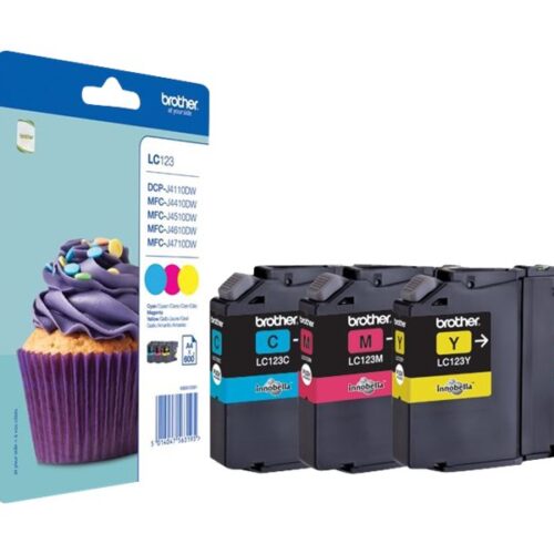 BROTHER LC-123 cartouche dencre cyan, magenta et jaune capacité standard 1-pack blister sans alarme