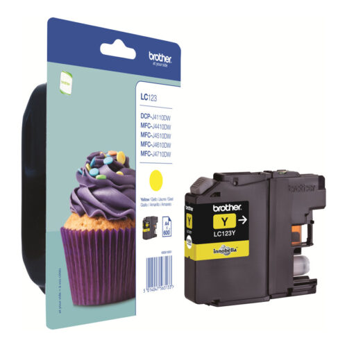BROTHER LC-123 cartouche dencre jaune capacité standard 600 pages pack de 1
