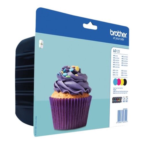 BROTHER LC-123 cartouche dencre noir et tricolore capacité standard 1-pack blister sans alarme