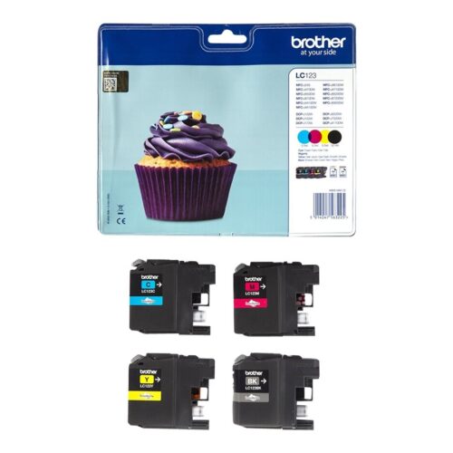BROTHER LC-123 cartouche dencre noir et tricolore capacité standard 1-pack blister sans alarme