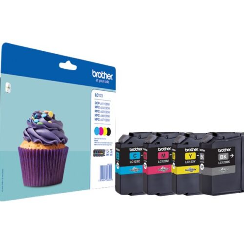 BROTHER LC-123 cartouche dencre noir et tricolore capacité standard 1-pack blister sans alarme