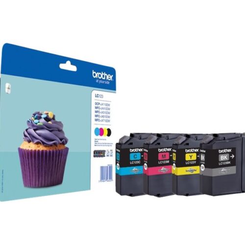 BROTHER LC-123 cartouche dencre noir et tricolore capacité standard 1-pack blister sans alarme