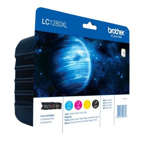 BROTHER LC-1280 cartouche dencre noir et tricolore très haute capacité 1x 2.400 pages 1-pack blister sans alarme