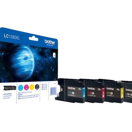 BROTHER LC-1280 cartouche dencre noir et tricolore très haute capacité 1x 2.400 pages 1-pack blister sans alarme