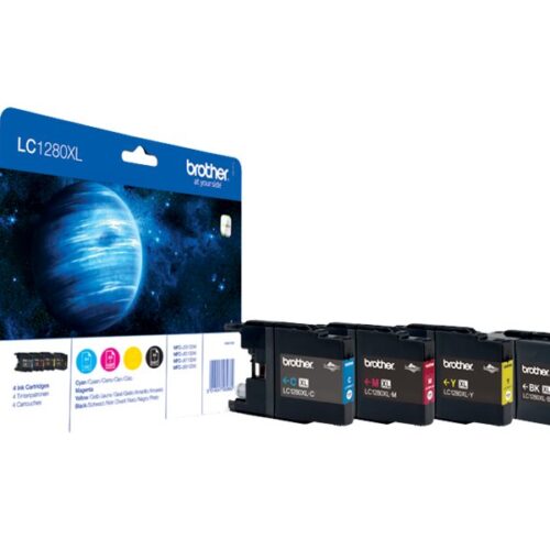 BROTHER LC-1280 cartouche dencre noir et tricolore très haute capacité 1x 2.400 pages 1-pack blister sans alarme